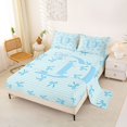 thumbnail image 2 of Manfei Cute Stripes Letter D Monogrammed Bed Sheets 4pcs for Female Teens,Kids Girls Blue Bow Tie Alphabet King Sheets,Super Cozy Room Decor, 2 of 5