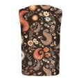 thumbnail image 4 of Women's Brown Plus Size Casual Vest Warm Double-Sided Printed Loose Collarless Button Coat for Winter, 4 of 5