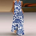 thumbnail image 2 of Ruyang Summer Flower Print Dresses for Women Women Casual V Neck Dress Sleeveless Maxi Dress Vintage Boho Beach Sundress With Pockets, 2 of 4