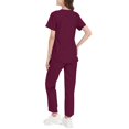thumbnail image 4 of WTOBBY Women's Functional Workwear Set, Short Sleeve Solid Color Top with Pockets & Stretchy Pants, Practical Nursing Uniform,Wine S, 4 of 4