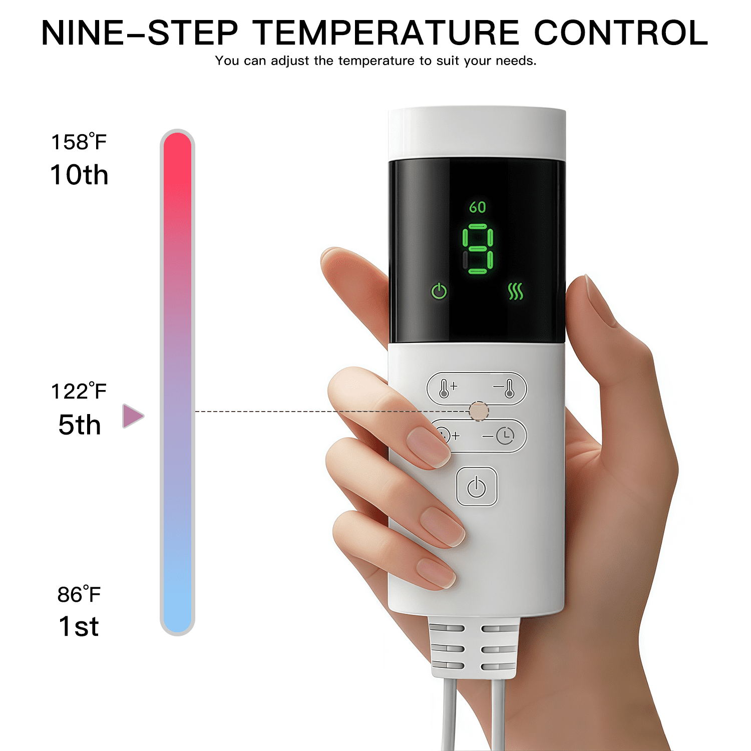 Gowinsee Heating Pad, for Back, Shoulders, Neck & Period Cramps, 9 Heat Settings, Rapid Heating, Intelligent timing