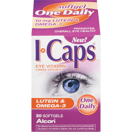 Alcon I-Caps Lutein & Omega-3 Vitamin & Mineral Supplement Softgels, (Best Vitamins And Minerals For Acne)