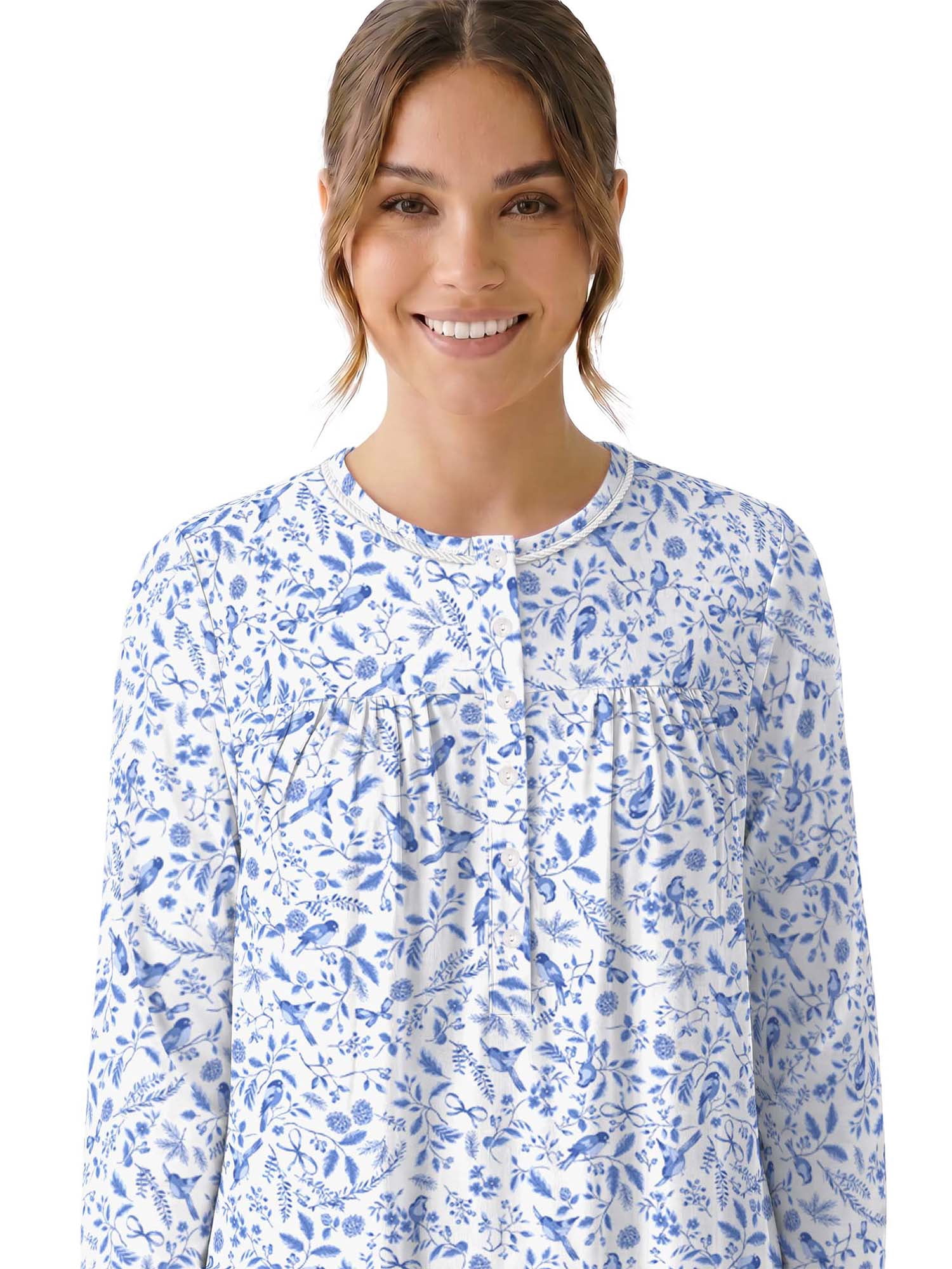Aria Women’s Long Sleeve Stretch Velour 44" Sleepwear Nightgown, Sizes XS-5X