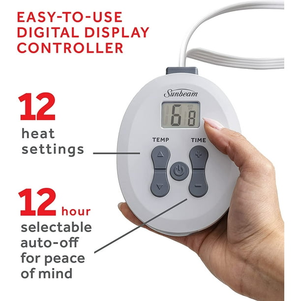 Sunbeam Royal Luxe Mushroom Heated Blanket Queen