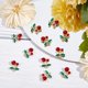 thumbnail image 4 of 30 piezas/caja de dijes de cereza con diamantes de imitación rojos, colgantes de cereza chapados en oro para hacer joyas, pulseras y collares., 4 of 7