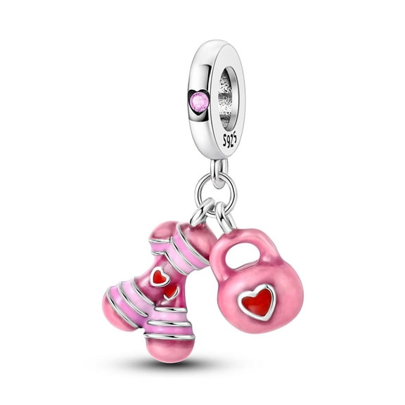 Yoga Dumbbell And Kettlebell Pendant Charm, Compatible with Most Bracelet, Charm for Bracelet