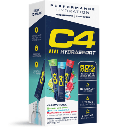 C4 Drink Mix Performance Hydration, Powdered Electrolyte Supplement, Variety Pack, 6 Count, 1.78 oz