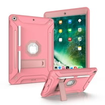 Dteck Rugged Case for Apple iPad 9th / 8th / 7th Gen, iPad 10.2 inch Case 2021/2020/2019, Hybrid Shockproof Armor 3-Layer Drop Protection Kids Protective Cover for 10.2" iPad Case,Rosegold