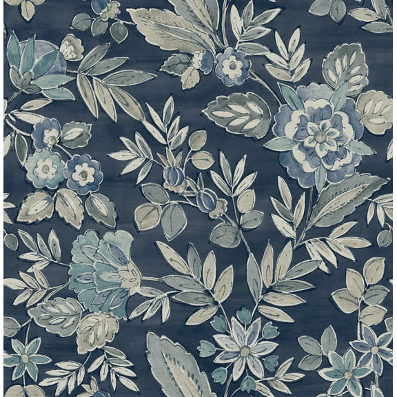 Chesapeake Begonia Indigo Floral Trail Wallpaper