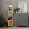 thumbnail image 4 of Natural Wood Bamboo Bathroom Storage Cabinet Tall Slim Cabinet w/ Shutter Door 4 Tier Shelves, 4 of 12