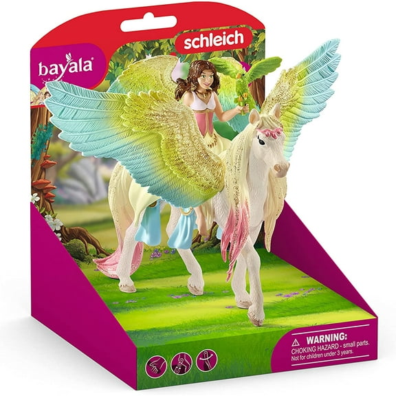 Schleich Bayala 3 PC Surah Fairy Toy with Pegasus Figurine and Pet Bird