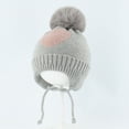 thumbnail image 3 of Baby Girls Beanie with Pom Earflap Fleece Lined Winter Hat Knit Toddler Infant Hats, 3 of 8