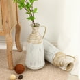thumbnail image 6 of LuxenHome Set of 2 Distressed Off White and Rustic Brown Metal Pitcher Vase, 6 of 7