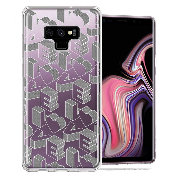 MUNDAZE for Samsung Galaxy Note 9 3D Love Letters Hearts Valentine's Day Double Layer Phone Case Cover