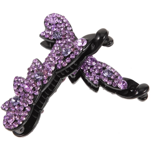 Tineasur Violet Rhinestone Banana Hair Clips for Women, Sparkling Hair Accessories Perfect for Parties and Daily Wear