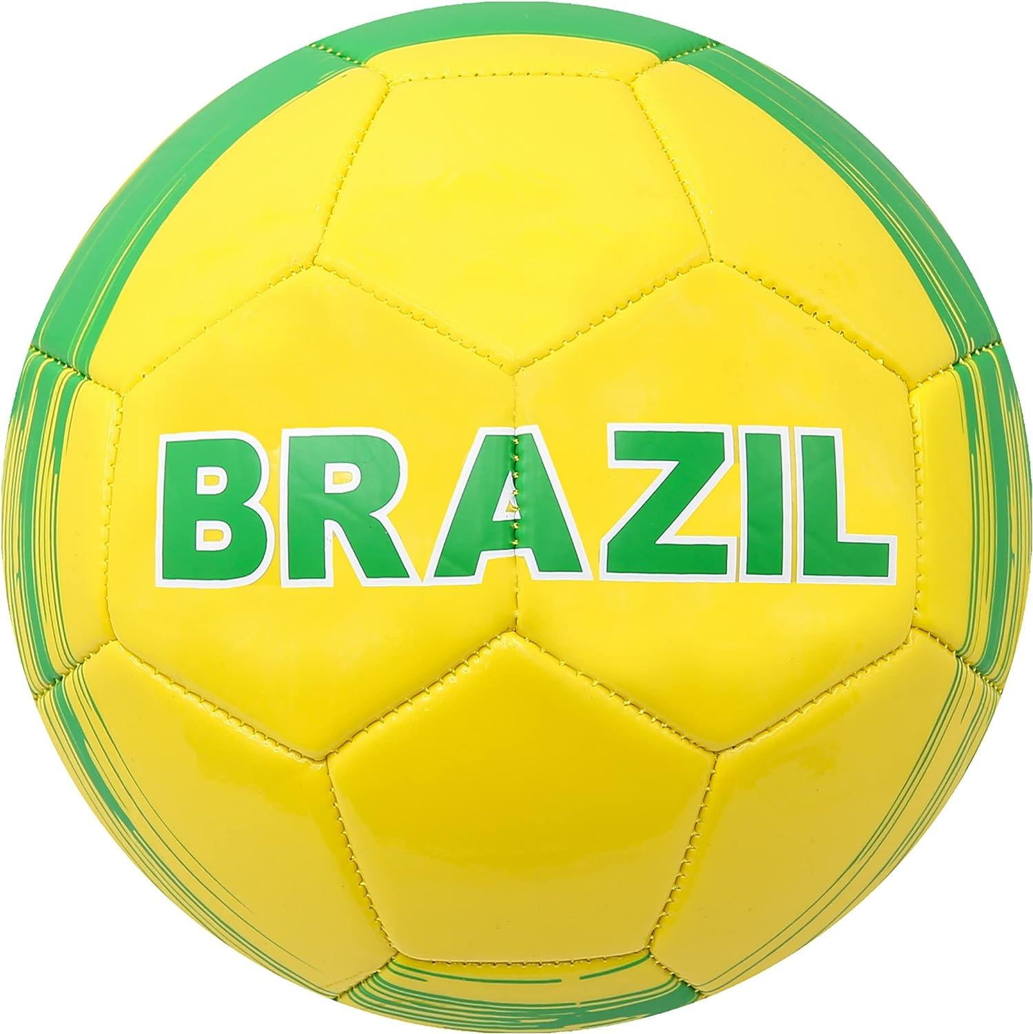 Icon Sports World Cup Country Soccer Balls Training Outdoor Futbol Size 5, Brazil Storm