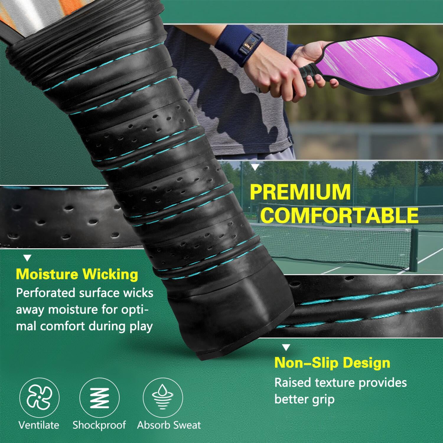 Pickleball Paddles Set Of 2, Fiberglass Surface, Fluid Smoke Aurora Art Style, 4 Balls & Bag