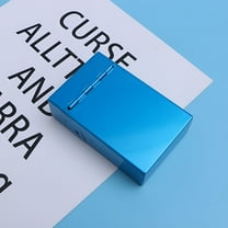 TENIRO Automatic Large Capacity Magnetic Aluminum Cigarette Case with Clamshell Design Blue