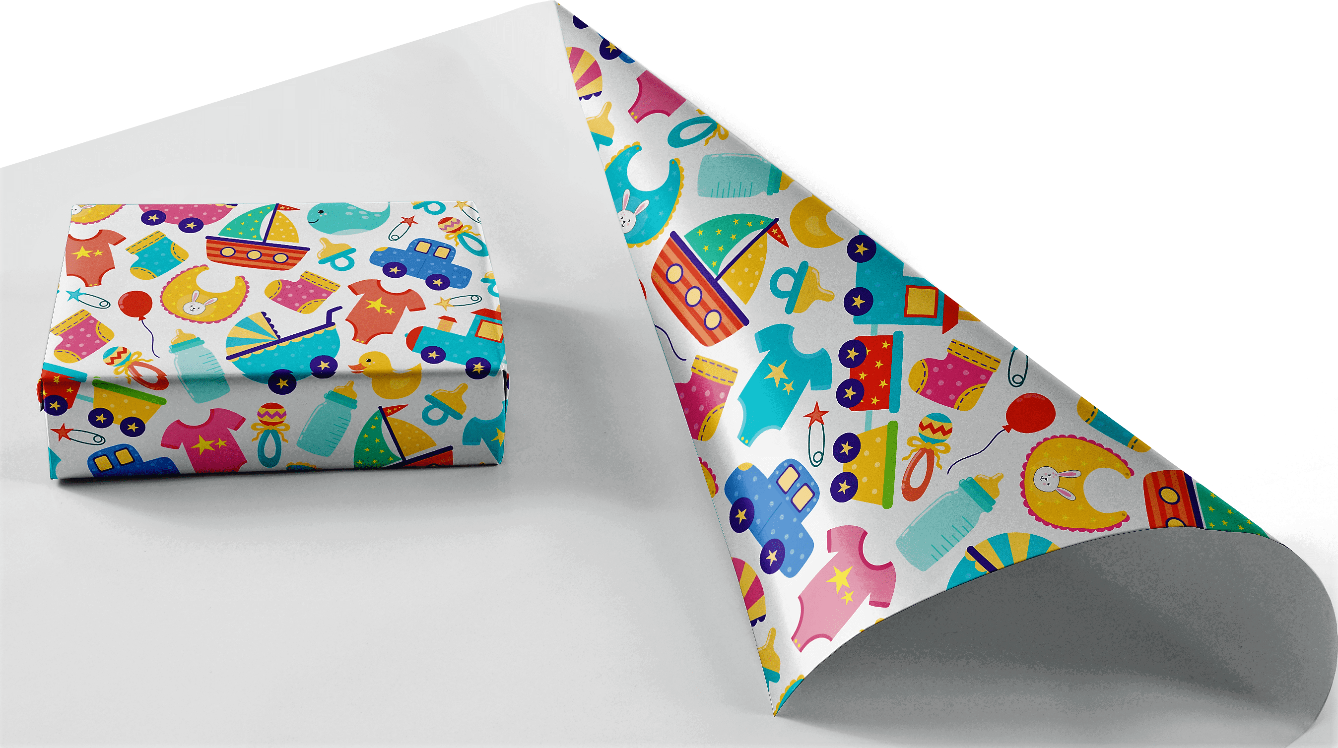 Vintage Gift Wrapping Paper Baby Shower Gift Bundled up