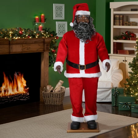holiday time 6 ft life size animated santa african american - African American Outdoor Christmas Decorations holiday time 6 ft life size animated santa african american - African American Outdoor Christmas Decorations