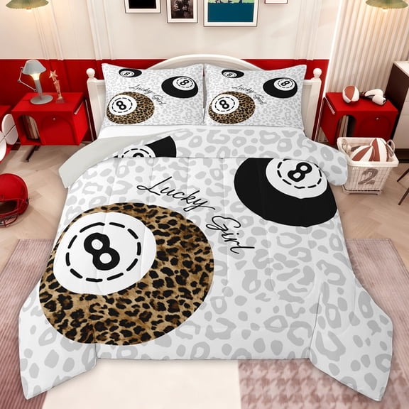 Castle Fairy Children Teens Billiards Print Twin Comforter Sets,Snooker Sport Bedding Set