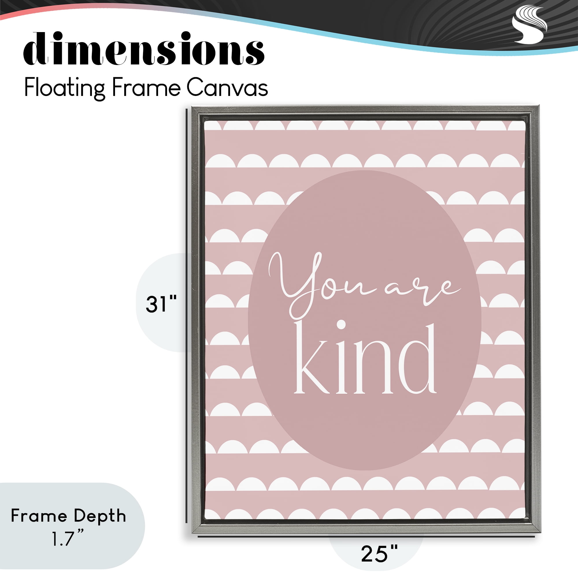 Stupell Industries You Are Kind Blush Pink Gray Framed Floater Canvas Wall Art, design by Christine Simpson Art