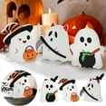 thumbnail image 2 of 3-Piece Ghost Ornament Set - Wooden Figures for Halloween Decor, Mantel Displays, and Spooky Home Accents - White, 2 of 7