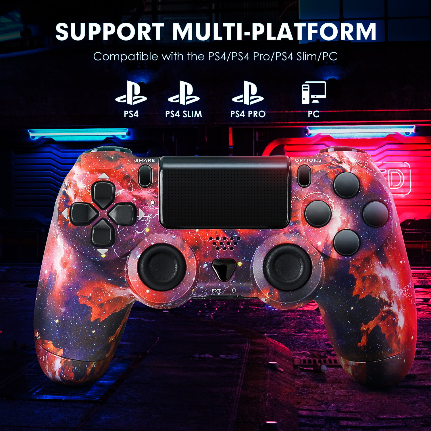 GCHT GAMING Wireless Pro Controller for PS4/PS4 Slim/PS4 Pro Compatible PC,  Steam, Android and iOS, MAC, with Back Buttons, Turbo, Vibration, Game