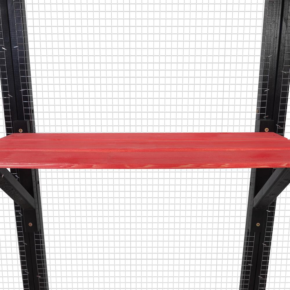 GVN Cat Catio Enclosure, Cat Cage House,Gothic Outdoor Large Cat Catio, Wood Cat Enclosure with Platforms and Condos, Black and Red