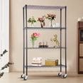 thumbnail image 2 of 4-Tier Adjustable Nsf-Certified Metal Shelf 36L X 14W X 62H Wire Shelving Unit Storage With Wheel For Small Places Restaurant Garage Pantry Kitchen Garage Rack Black, 2 of 7