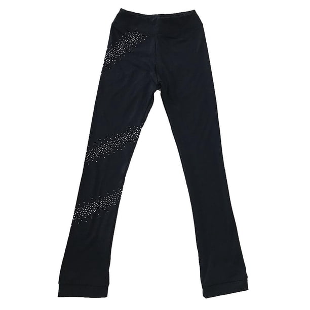 Pantalones de vestir para patinaje artístico sobre hielo, leggings de algodón, mallas negras para mujeres y niñas Star160