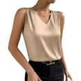 thumbnail image 6 of Busydd Tank Top for Women Trendy Sleeveless Satin Womens Summer Tops Solid Color V Neck Casual Tops for Women XL, 6 of 9