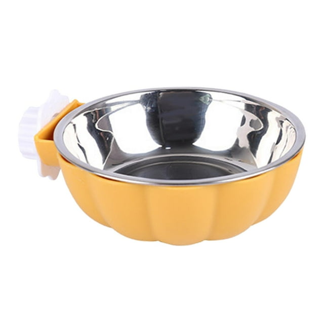 Cuenco de alimentación para jaula de mascotas, cuenco para perro colgante extraíble, cuenco para perrera, alimentador de agua para cachorros de acero , AMARILLO Gloria Cuenco de alimentación colgante