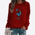 thumbnail image 2 of Sweaters For Women Butterfly Print Casual Fashion Long Sleeve Crew Neck Pullover Sweatshirt Top 2Xl Womens Sweaters, 2 of 4