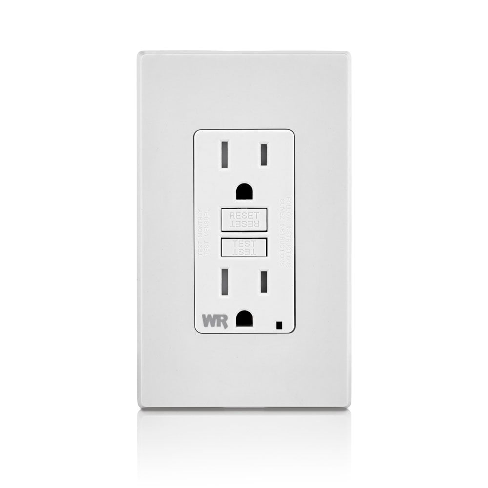 Leviton Smartlockpro Weather & Tamper-Resistant Duplex Gfci Receptacle With Led, White, Nema 5-15R, 125 Volts, 15 Amps