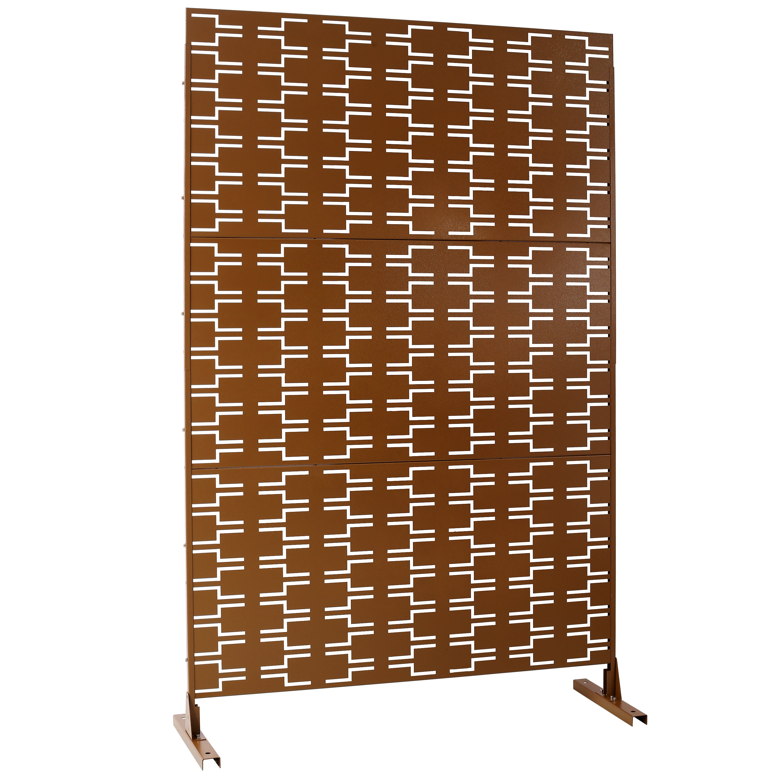 Outdoor Decor Privacy Screen, 76"Hx48"W Freestanding Metal Room Divider for Deck Balcony, Light Green