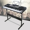 Uenjoy 61 Key Music Electronic Keyboard Electric Digital Piano LED Display LED Screen w /Adjustable H-Stand, Black