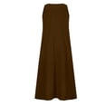 thumbnail image 5 of Efsteb Womens Sleeveless Dresses Resort Dress Solid Color Loose Fit Casual Spring Crew Neck Cotton Linen Tank Dress with Pocket ,Size:L, 5 of 6
