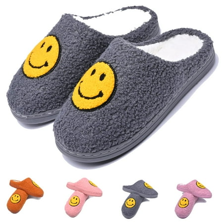 

Lankey Smiley Face Slippers for Women Men Anti-Slip Soft Plush Comfy Indoor Slippers
