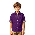 thumbnail image 5 of Boys Oktoberfest Embroidered Short Sleeve Button Down Shirt, Kids Western Festival Lapel Shirt, Casual Solid Color Decorative Print Top for Daily Party Wear(Dark Purple2,9-10 Years), 5 of 5