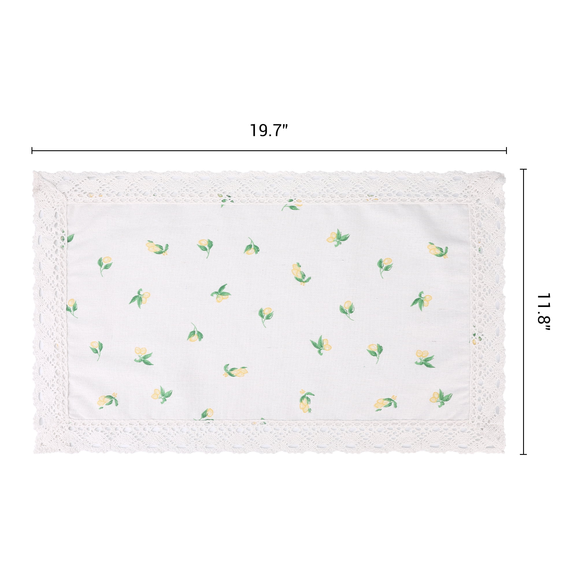 Unique Bargains Set of 6 Rustic Washable Table Mat Placemats with Lace Trim Beige