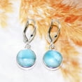 thumbnail image 4 of Boucles d'Oreilles en Argent Sterling 925 Forme Ronde Larimar, 4 of 4