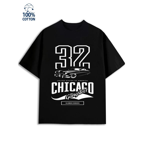 Chicago Gangster Tee men's funny humor 180G 100% Cotton black funny humor work Unique Design Unisex Shirt Printed tshirts Retro Unisex Shirt Graphic Tee tshirts Fashion Unisex Shirt Graphic tshirts