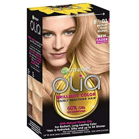 Garnier Olia Oil Powered Permanent Hair Color, 8.5.03 Medium Pearl Blonde (Packaging May Vary)
