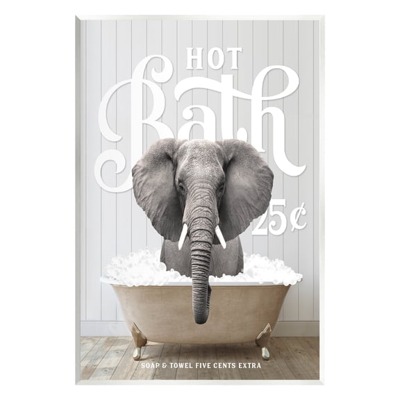 Stupell Industries Vintage Bathroom Elephant Animals & Insects Painting Unframed Art Print Wall Art, 10 x 15