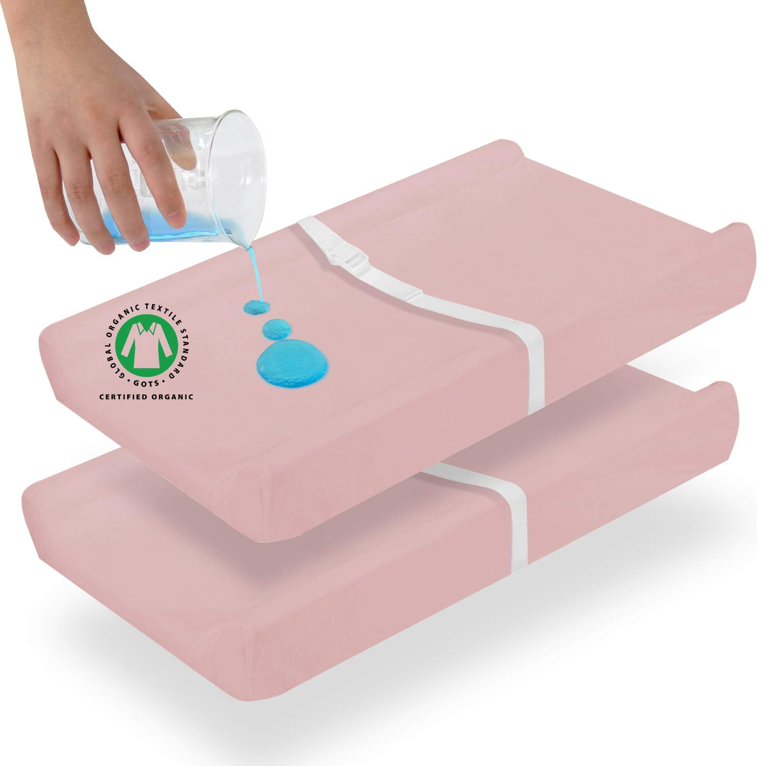 Organic Changing Pad Cover/Change Table Cover Sheets, 2 Pack Waterproof