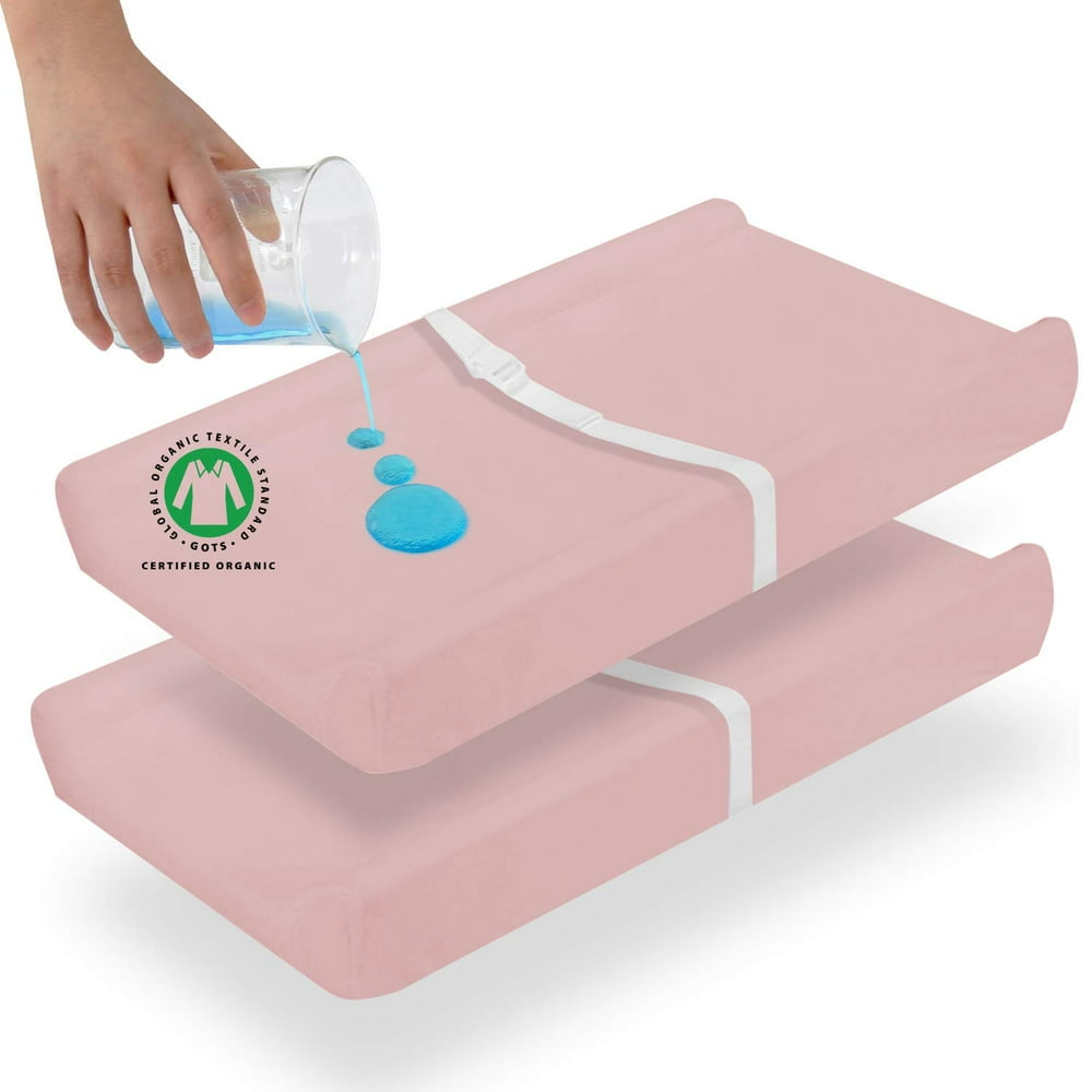 Organic Changing Pad Cover/Change Table Cover Sheets, 2 Pack Waterproof