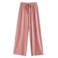 thumbnail image 3 of ClodeEU Women Drawstring Elastic Waist Wide Leg Sweatpants,Casual Loose Pants Pink,Women's Plus L, 3 of 5