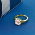 thumbnail image 3 of Gem Stone King 18K Yellow Gold Plated Silver Peach Nano Morganite Solitaire Engagement Ring for Women (2.00 Cttw, Emerald Cut 9X7MM, Gemstone October Birthstone, Size 5), 3 of 4