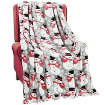 Collections Etc Happy Snowman Decorative Soft Fleece Throw Blanket - Grey Holiday Blanket for Living Room or Bedroom